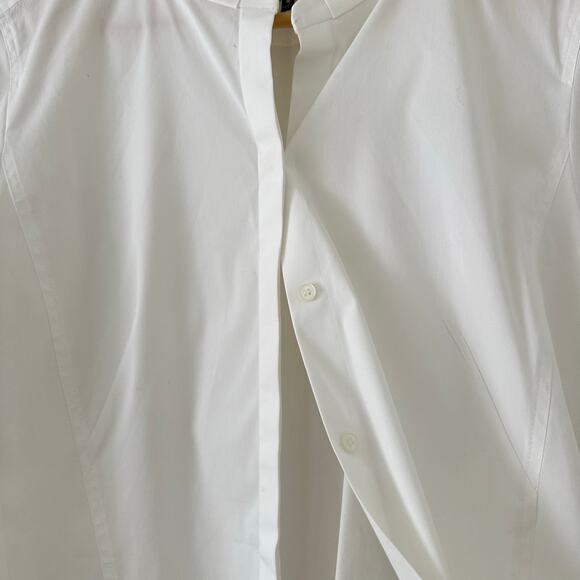 Lafayette 148 New York Long Sleeve High Low Hem Button Up Shirt White 10 - Picture 5 of 8